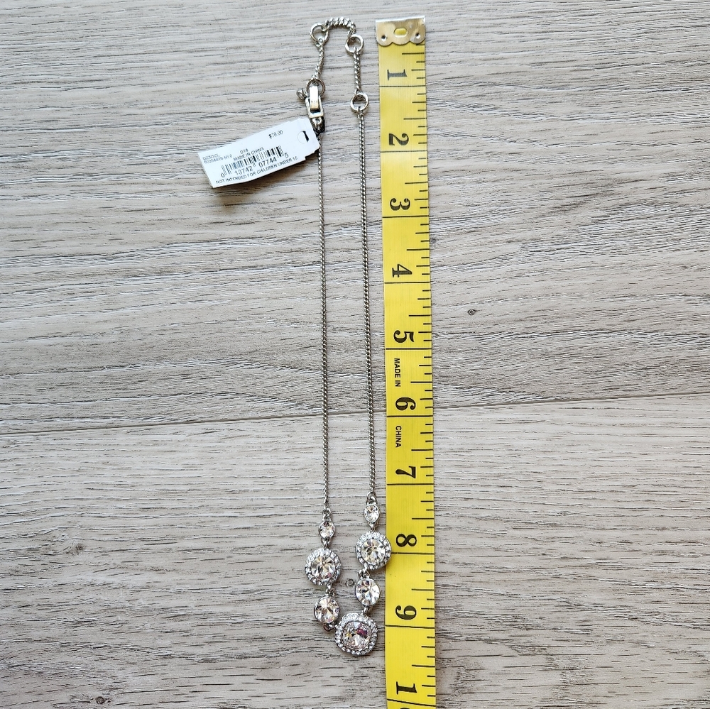 Givenchy Round Rhinestone Silver Tone Necklace Nwt - Picture 10 of 10